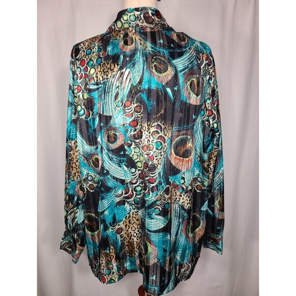 Drapers Studio Long Sleeves Womens Shirt Top 2 Piece Set Peacock Size L A100 - Picture 8 of 14